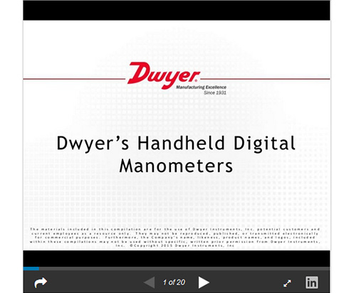 Dwyer Differential Pressure Digital Manometer Handheld FM Approved 475-00-FM 0-4.0 w.c. 