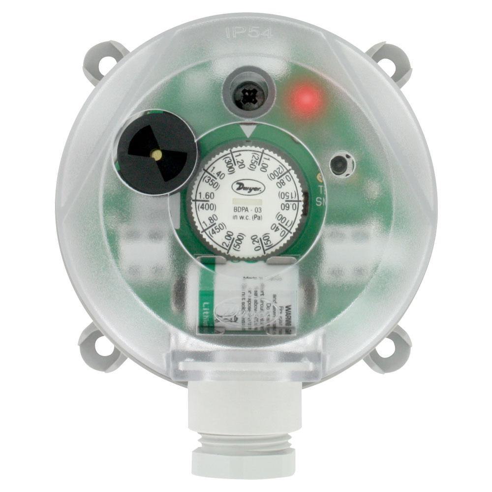 Series BDPA Adjustable Differential Pressure Alarm. Designed for